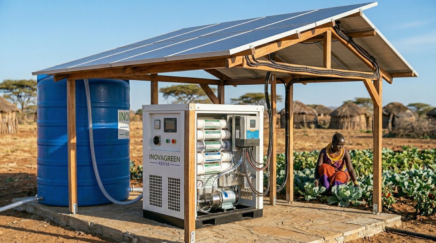 Drip-irrigated vegetable garden powered by atmospheric water for food security in a Kenyan refugee camp
